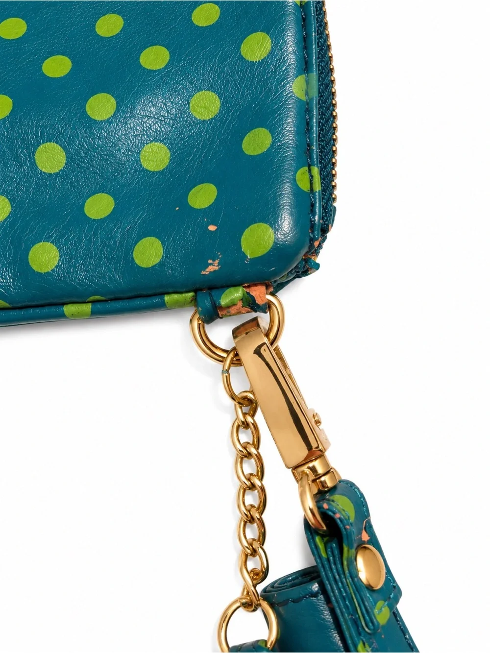 Vintage Deux Lux Polka Dot Wristlet Tassel Clutch Teal Green Y2K Bag